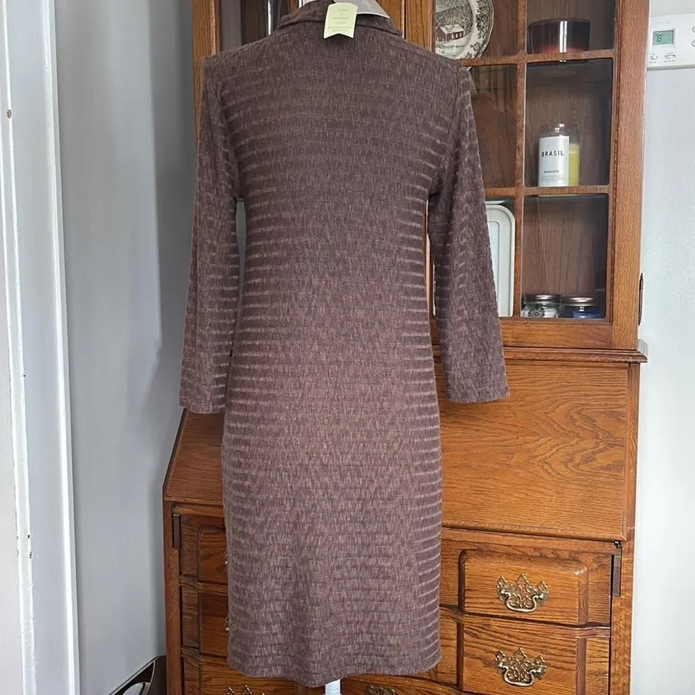 Anthropologie - Puella Naeve Dress Turtleneck Brown ribbed tunic 3/4 sleeve